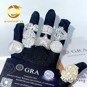 Zuanfa Jewelry Hot Selling Hip Hop <strong>Ring</strong> Heart Full Pave <strong>Moissanite</strong> 925 Sterling Silver Ice Out <strong>Moissanite</strong> <strong>Men</strong> Diamond <strong>Ring</strong> - Product Image 2