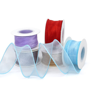 FangZHI Iridescent Organza Ribbon 4Cm Solid Color Glitter Woven For Flower Packaging Diy Gift Decoration - Product Image 5