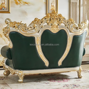 <strong>New</strong> Design HotSale High Quality Luxury Royal FrenchStyle Classical European Carved Solid Wood Leather Sofa Living Room <strong>Furniture</strong> - Product Image 3