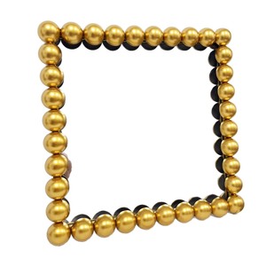 Gold Beaded Glass Wall <b>Mirror</b> Modern Minimalist Handmade <b>Lightweight</b> Wooden Frame Rectangular Shape Electricity-Free Living Room - Product Image 1