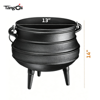 Source-Foundry Pot à trois pieds en fonte 8QT, chaudron africain Potjie pré-culotté avec couvercle pour cuisson au feu de camp