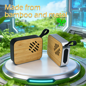 Haut-parleur <span class=keywords><strong>Bluetooth</strong></span> en bois carré simple en bambou et acier inoxydable, design créatif personnalisé - Product Image 4