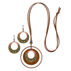 Boucles d'oreilles pendantes géométriques en bois, plaqué bronze antique, style bohème, pour femmes, usage quotidien - Product Image 5