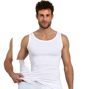 Custom Mens <b>White</b> <b>Tank</b> <b>Top</b> Bulk Supply OEM Private Label Scoop Neck Undershirt Factory Direct - Product Image 1