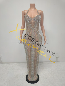Ocstrade <span class=keywords><strong>Abito</strong></span> <span class=keywords><strong>Lungo</strong></span> da Sera a Goccia di Cristallo <span class=keywords><strong>Abito</strong></span> da Sera di Lusso con Strass e Scollo all'Americana da Donna Lunghezza Fino a Terra 2025 - Product Image 4