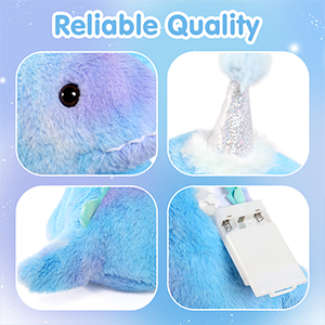 Peluche de Dinosaurio Azul Brillante en la Oscuridad, con Luz LED, para Ayudar a Dormir y Aliviar la Ansiedad - Product Image 3