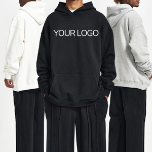 Sweat-shirts à capuche épais 500G, personnalisables avec logo, coupe oversize, en molleton bouclette sans cordon, épaules tombantes pour hommes - Product Image 1