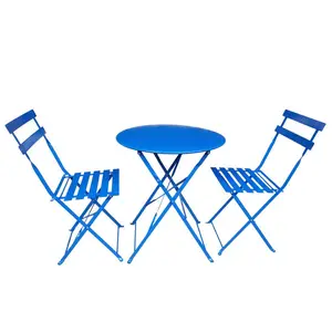 Muebles de Jardín para exteriores, patio, restaurante, alta calidad, livianos, resistentes, bistro, mesa plegable de metal cómoda, juego de sillas