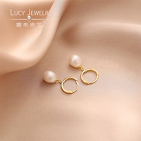 Pendientes de Perlas Akoya de Plata de Ley 925 Chapados en Oro al por Mayor, Perlas Blancas en Forma de Lágrima, Certificadas por NGTC, Estilo Bonito para Mujer