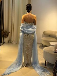 Luxuriöse Kristall-Abendkleider im Meerjungfrau-Stil 2026, maßgeschneiderte trägerlose Kristall-Organza-Schals, Ballkleider - Product Image 2