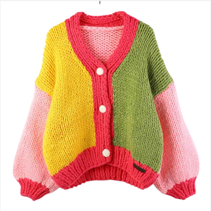 Pull en tricot pour femme, personnalisé OEM & ODM, crocheté à la main, pour l'hiver, cardigan en tricot pour femme - Product Image 2