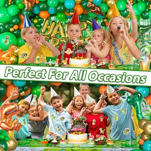 Kit de Décorations de Fête sur le Thème des Dinosaures Ballons en Aluminium Dinosaures Bannière JOYEUX <span class=keywords><strong>ANNIVERSAIRE</strong></span> Décorations de Gâteau Assiettes Rideaux <span class=keywords><strong>Nappe</strong></span> - Product Image 3