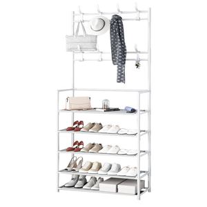 Hall Tree Storage Bench <strong>Entryway</strong> Wood Look Accent Large Storage <strong>Shelf</strong> Hanging Bar 8 <strong>Hooks</strong> Rustic Brown Coat Rack Shoe - Product Image 1