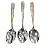 Ensemble de couverts en acier inoxydable durable Or et Argent, cuillère et fourchette, finition poli miroir, vaisselle occidentale en gros