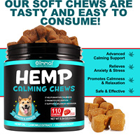 Friandises calmantes pour chiens au goût de bacon avec logo personnalisé, à base de chanvre, produits naturels pour apaiser les chiens contre les aboiements et l'anxiété de séparation