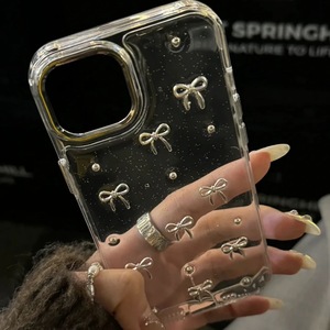 Ốp điện thoại iPhone 14 15 12 11 Pro Max kiểu dáng thời trang, chất liệu Epoxy hình con bướm bạc, chống rơi - Product Image 1