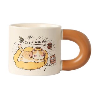 Cartoon Cat Ceramic <b>Mug</b> With <b>Large</b> Handle Microwave Safe For Coffee Tea Drinking - Product Image 5