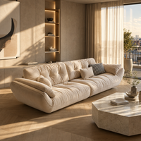 Nouveau canapé de salon en tissu anti-griffures pour petits espaces, style crème nuage, minimaliste moderne, lignes droites, rembourré
