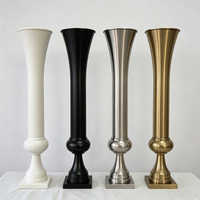 Jarrón alto de metal dorado para centro de mesa de boda, soporte para flores para decoración de eventos y banquetes