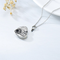 Bijoux de souvenir de crémation Collier d'urne de coeur de patte en argent sterling 925 pour cendres