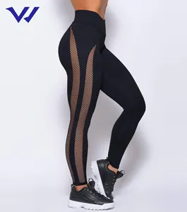 Sexy Women's Slim Fit Sport Gym Mesh Transparent Black Pants