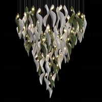 Lustre en cristal K9 en forme de spirale de feuilles de luxe avec LED, construction en acier inoxydable, hauteur réglable, luminosité élevée