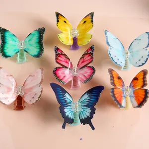 Collection de vacances d'été à couleurs multiples Pinces à cheveux papillon Cadeau fête d'anniversaire fête des mères