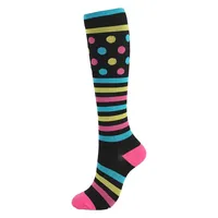 Chaussettes de compression montantes colorées à pois et rayures, soutien du mollet dégradé, pour le sport