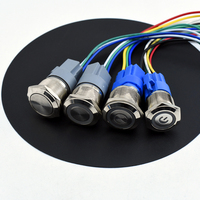Interrupteur à bouton poussoir momentané LED 16/19/22 MM Interrupteur à verrouillage métallique étanche 12V-24V 1NO Combinaison de commutateur Max. 250V