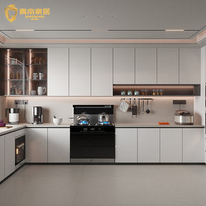 Gabinete de Cocina de Lujo en Madera en Oferta QD-KC-0001 Color Personalizado Nuevo Diseño Moderno Material de Madera Tablero sin Pintura - Product Image 2