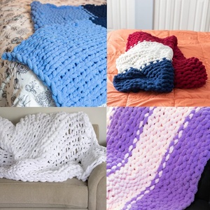 Fancy <b>Yarn</b> <b>Wholesale</b> Soft <b>Chunky</b> Polyester Chenille <b>Chunky</b> <b>Yarn</b> for Hand Knitting <b>Blanket</b> - Product Image 4