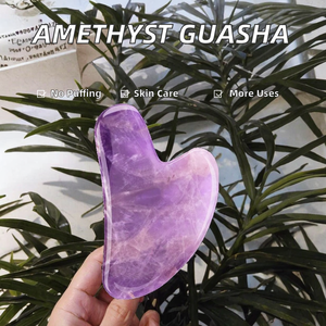 Gran oferta, <span class=keywords><strong>precio</strong></span> de fábrica, amatista Natural Gua Sha, rodillo de Jade de cristal en forma de corazón para el cuidado de la piel Facial, herramienta de masaje para uso doméstico - Product Image 2