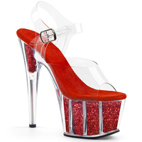Sandales à talons hauts en PVC, 17CM / 7 pouces, plate-forme supérieure, bride de cheville, chaussures de soirée, chaussures de danse pôle
