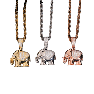 Pendentif éléphant en argent 925 de haute qualité, serti de moissanite glacée de style hip-hop, avec une taille ronde brillante et un sertissage à griffes, certifié GRA - Product Image 1