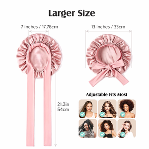 ワイドバンド調整可能タイボンネットカスタムボンネットロゴ付きレディーススリープキャップ卸売ダブルレイヤーサテンヘアバンドピンク - Product Image 4