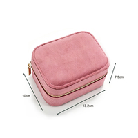 Boîte à bijoux portable en velours avec fermeture éclair, petite boîte de rangement pour bagues, boucles d'oreilles, colliers, plusieurs couleurs disponibles