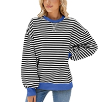 Sweat-shirt en coton tricoté Ohsisa pour femme, col contrastant, manches longues, couleur unie, doux et décontracté, idéal pour l'automne