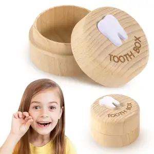 Tooth Fairy Savers Box For Kids Wooden First Tooth Keepsake Boxes Lost Teeth For Boy Girl Cute Teeth Holder Container Case