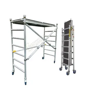 Échafaudage de tour mobile pliable en aluminium intelligent d'étape de roulement pliable pour la construction