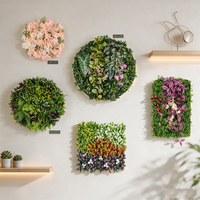 Cadre mural végétal artificiel rond et carré, panneau mural vertical en herbe verte pour la décoration intérieure des hôtels, des restaurants et des paysages.