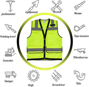 متعددة الجيوب شرائط عالية الوضوح ملابس العمل شبكة الطريق سترة عاكسة للبناء - Product Image 4
