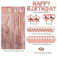 Ensemble de fête d'anniversaire pour filles, ballons rose doré, décoration de fête d'anniversaire en soie de pluie, décorations de fête d'anniversaire