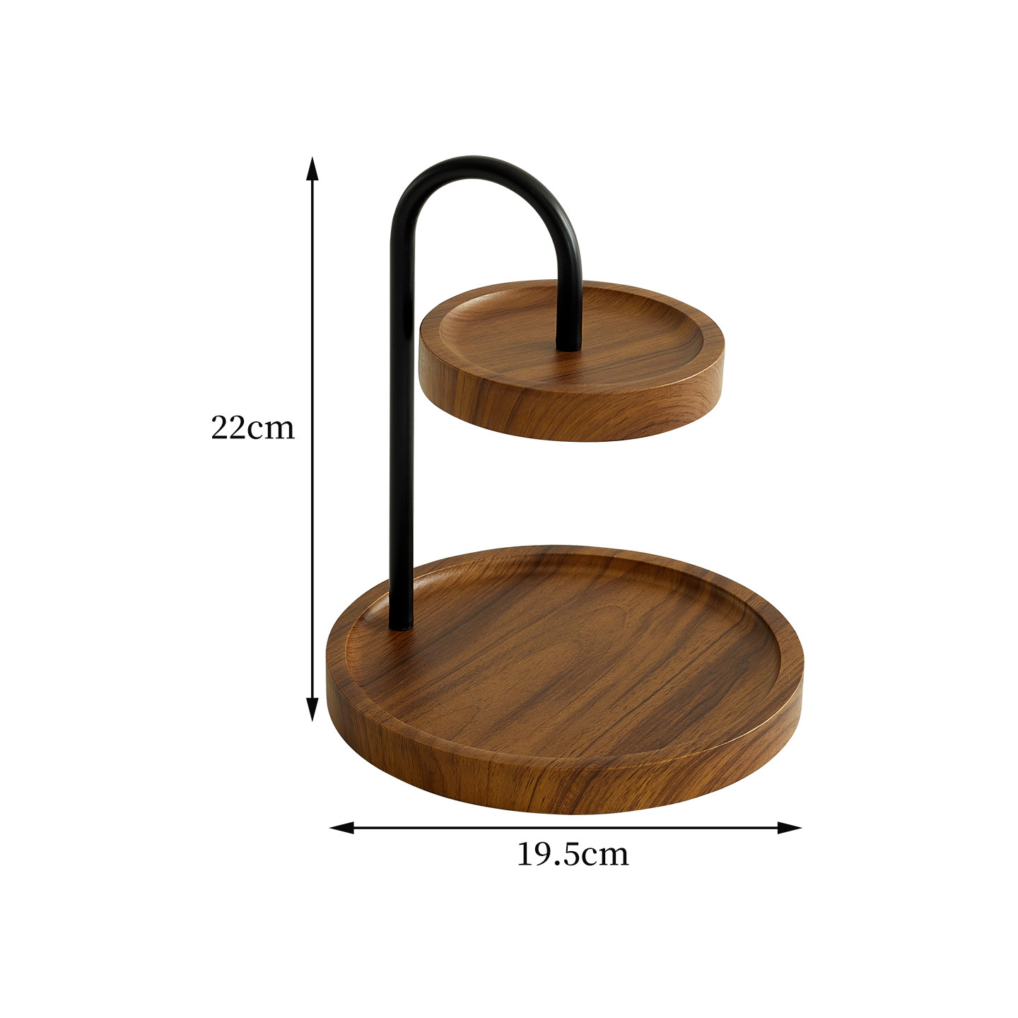 Double-layer round tray stand [walnut color]