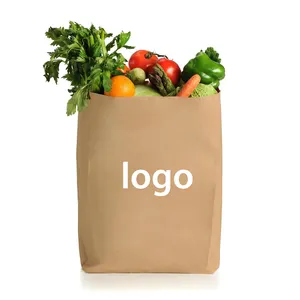 Custom Eco Boodschappen Geschenken Biologisch Afbreekbaar Kraftpapier Zware Papieren Zak Voor Meelverpakking
