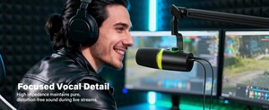 Microphone dynamique filaire USB XLR intégré Windfoam pour l'enregistrement musical en <span class=keywords><strong>studio</strong></span>, la transmission en direct, portable avec amortisseur de chocs - Product Image 6