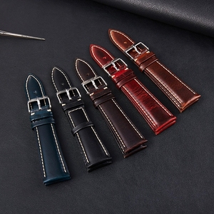 Bracelet de montre intelligente en cuir véritable souple, vente en gros d'usine, 18-24 mm, boucle à ardillon en cire huileuse brillante, <span class=keywords><strong>5</strong></span> couleurs pour <span class=keywords><strong>5</strong></span>/6/7 - Product Image 6