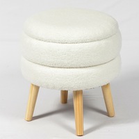 Mobilier de salon design moderne de haute qualité tabouret pouf rond et durable avec pieds en bois