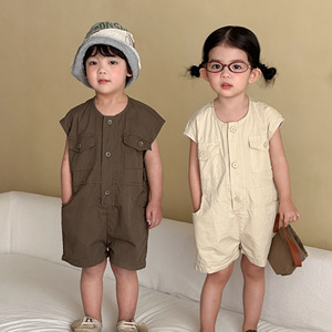 <span class=keywords><strong>Tuta</strong></span> Estiva 2026 in Cotone Puro per Neonati e Bambini, Stile Sottile, Tinta Unita, Lavata, per Esterni - Product Image 3