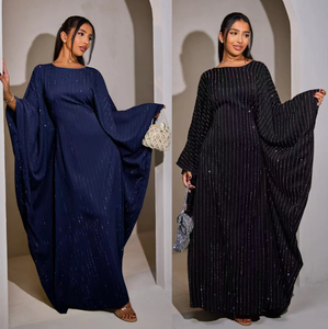 Abaya Islamica di Lusso Dubai all'Ingrosso, Vestito Musulmano con Farfalle, Elegante Abito Modesto con Strass per Eid 2025 - Product Image 1