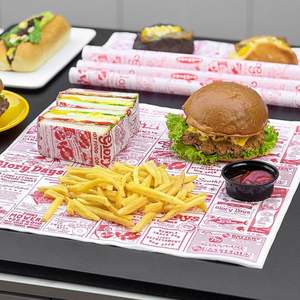 Papel de Envolver Hamburguesas Desechable, Resistente a la Grasa, con Logotipo Personalizado, Apto para Alimentos, y Revestimiento Antiadherente para Pollo Frito - Product Image 1